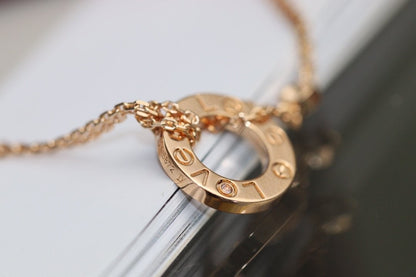 [Super CiCi ]LOVE NECKLACE ADJUSTABLE ROSE GOLD 2 DIAMOND
