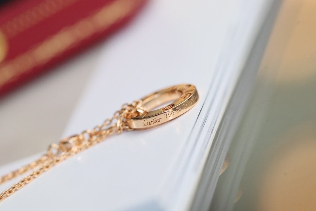 [Super CiCi ]LOVE NECKLACE ADJUSTABLE ROSE GOLD 2 DIAMOND