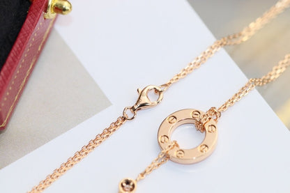 [Super CiCi ]LOVE NECKLACE ADJUSTABLE ROSE GOLD 2 DIAMOND