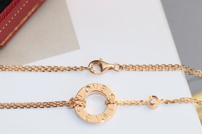 [Super CiCi ]LOVE NECKLACE ADJUSTABLE ROSE GOLD 2 DIAMOND