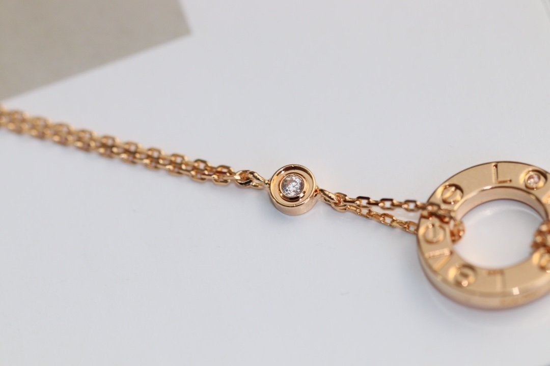 [Super CiCi ]LOVE NECKLACE ADJUSTABLE ROSE GOLD 2 DIAMOND