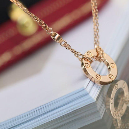 [Super CiCi ]LOVE NECKLACE ADJUSTABLE ROSE GOLD 2 DIAMOND