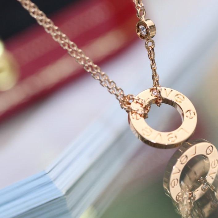 [Super CiCi ]LOVE NECKLACE ADJUSTABLE ROSE GOLD 2 DIAMOND