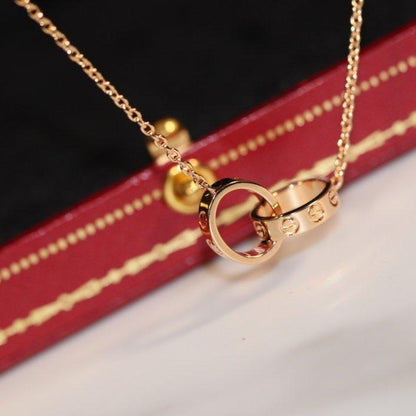 [Super CiCi ]LOVE NECKLACE PINK GOLD AND SILVER