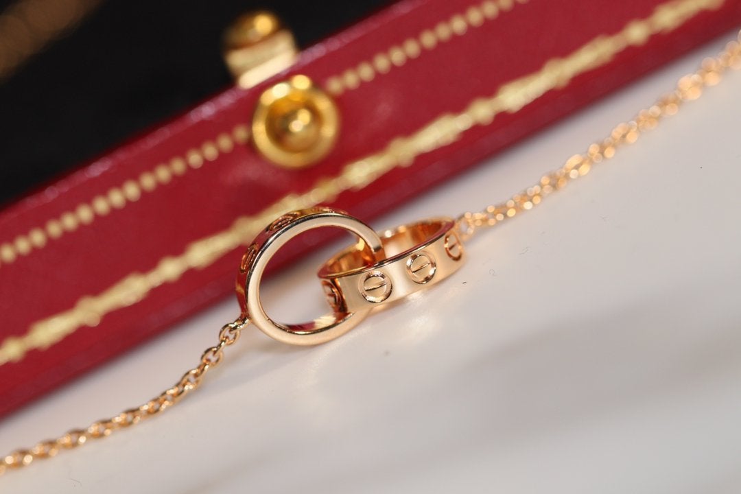 [Super CiCi ]LOVE NECKLACE PINK GOLD AND SILVER