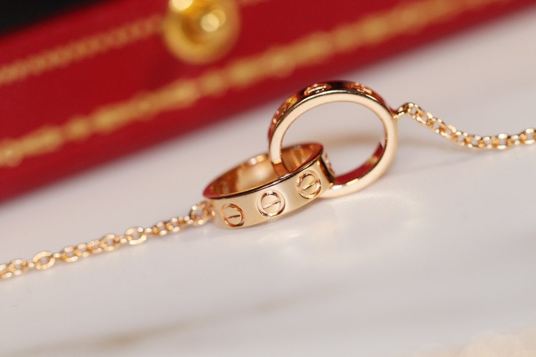 [Super CiCi ]LOVE NECKLACE PINK GOLD AND SILVER