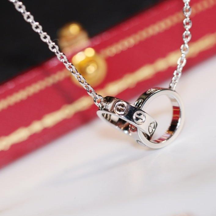 [Super CiCi ]LOVE NECKLACE PINK GOLD AND SILVER