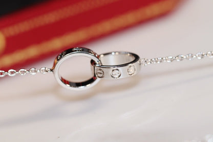 [Super CiCi ]LOVE NECKLACE PINK GOLD AND SILVER
