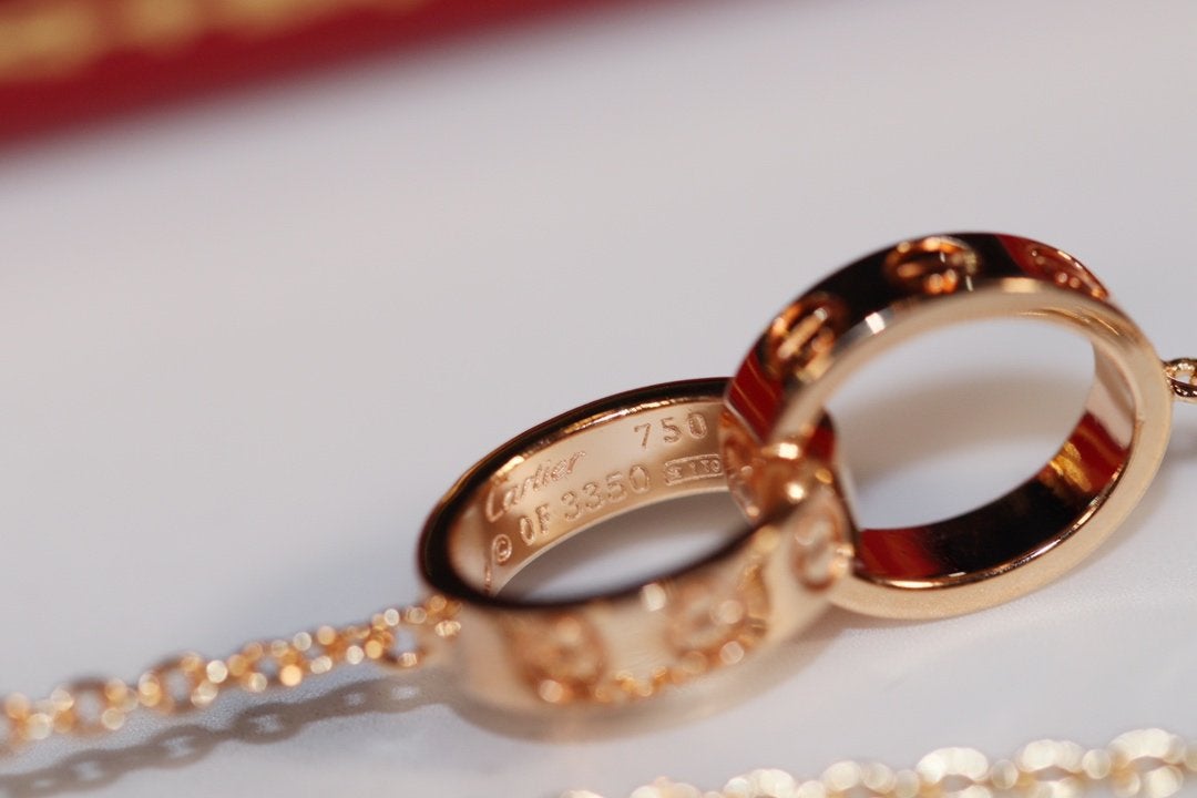 [Super CiCi ]LOVE NECKLACE PINK GOLD AND SILVER
