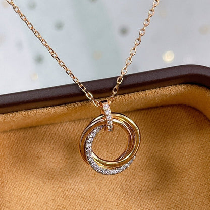 [Super CiCi ]TRINITY NECKLACE SILVER GOLD PINK GOLD DIAMONDS