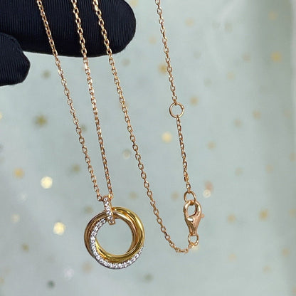 [Super CiCi ]TRINITY NECKLACE SILVER GOLD PINK GOLD DIAMONDS