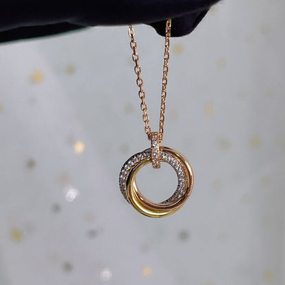 [Super CiCi ]TRINITY NECKLACE SILVER GOLD PINK GOLD DIAMONDS