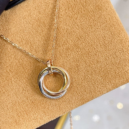 [Super CiCi ]TRINITY NECKLACE SILVER GOLD PINK GOLD DIAMONDS