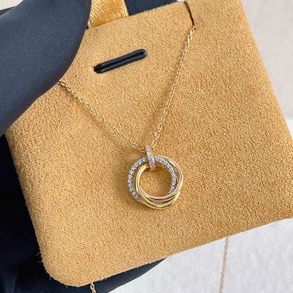 [Super CiCi ]TRINITY NECKLACE SILVER GOLD PINK GOLD DIAMONDS