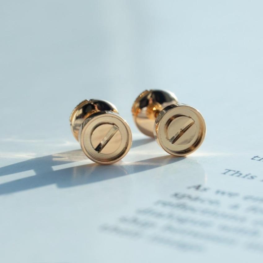 [Super CiCi ]LOVE EARRINGS PINK GOLD 10MM