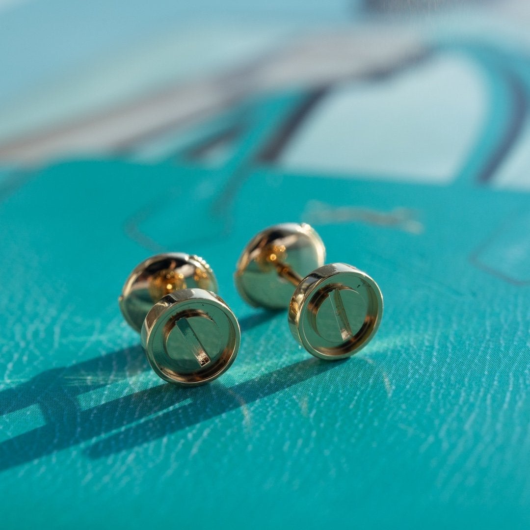 [Super CiCi ]LOVE EARRINGS PINK GOLD 10MM