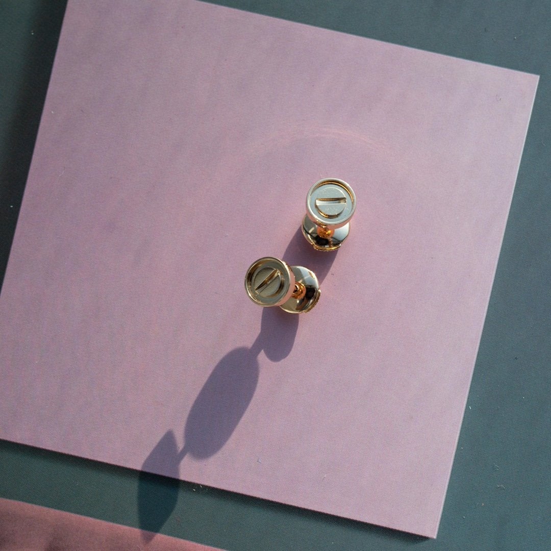 [Super CiCi ]LOVE EARRINGS PINK GOLD 10MM