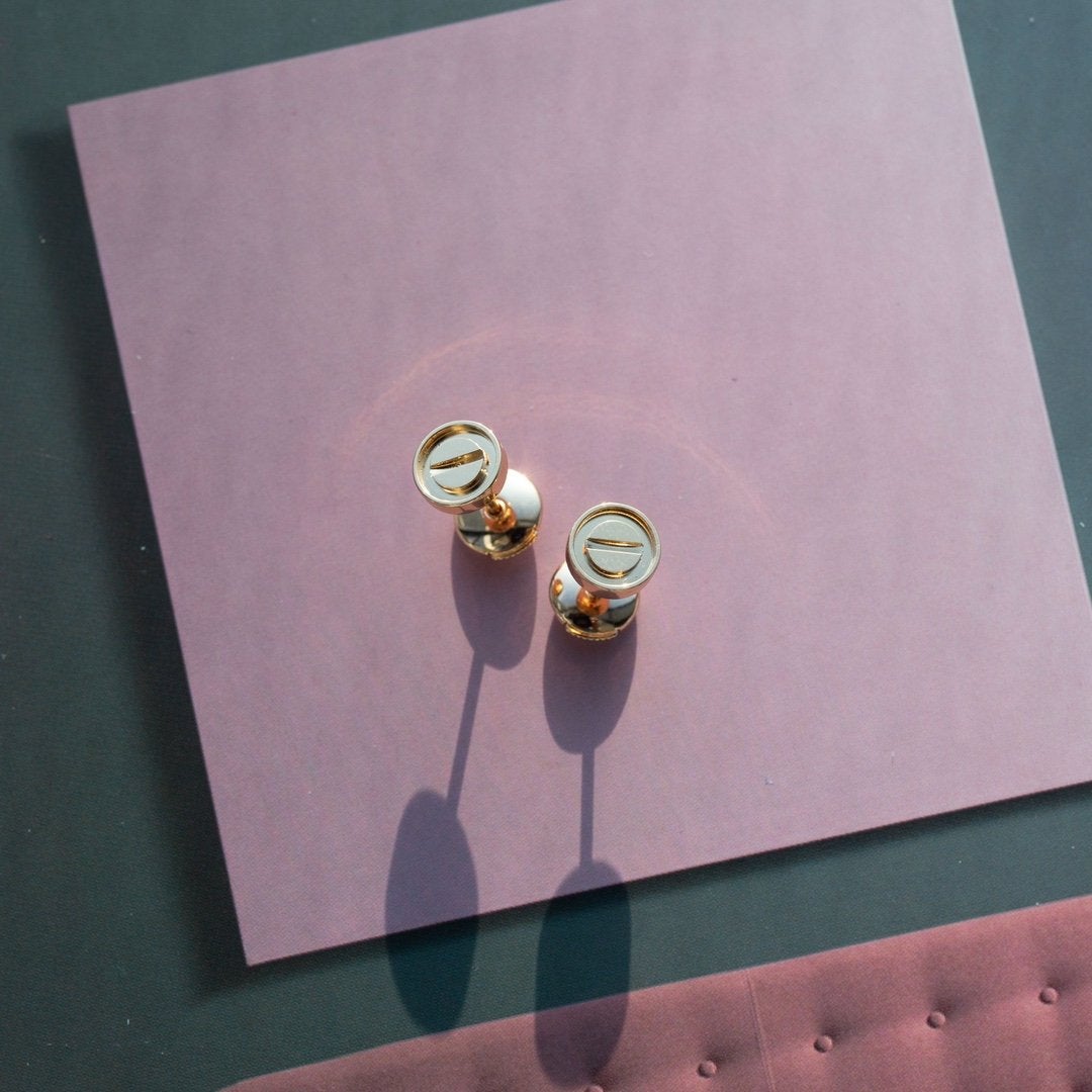 [Super CiCi ]LOVE EARRINGS PINK GOLD 10MM