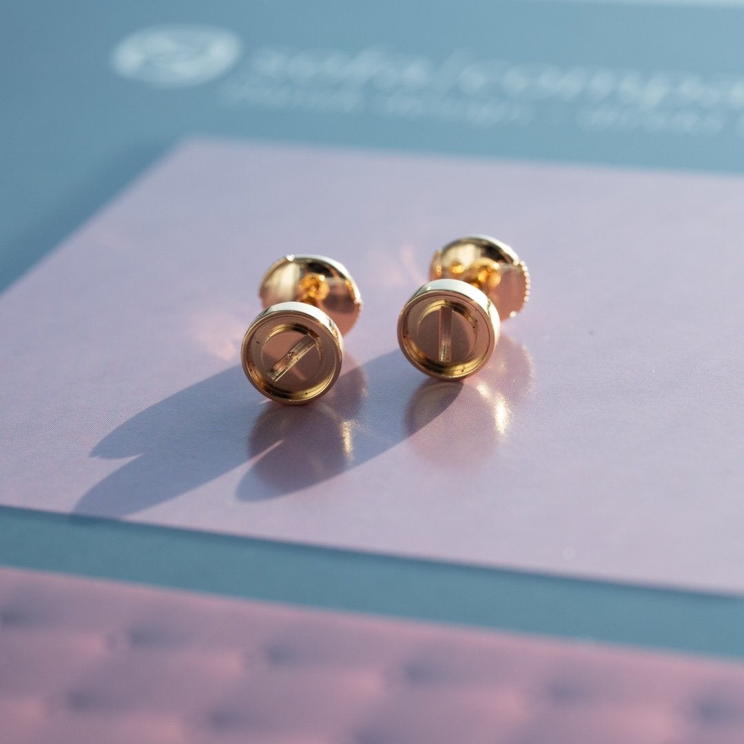 [Super CiCi ]LOVE EARRINGS PINK GOLD 10MM