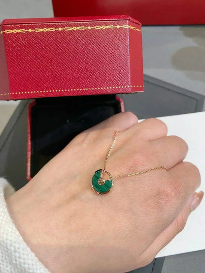 [Super CiCi ]AMULETTE ROSE GOLD MALACHITE NECKLACE