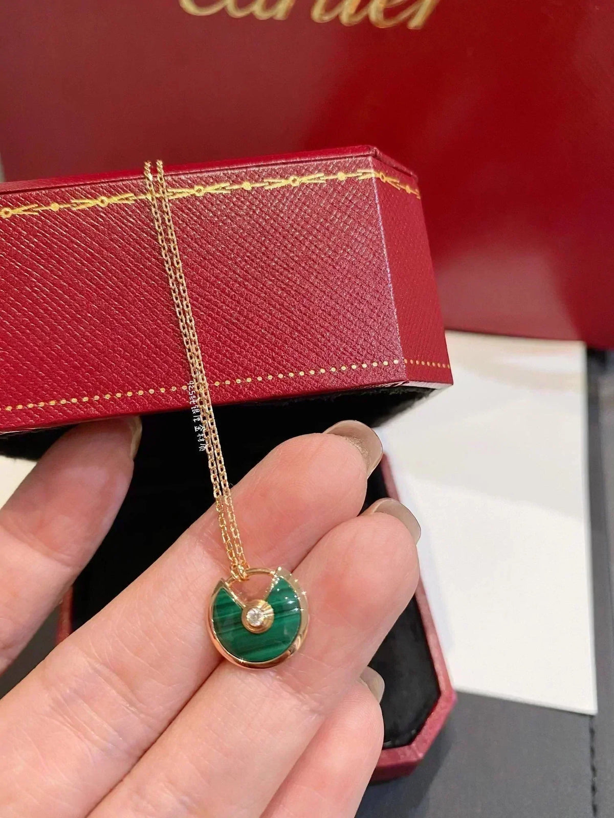 [Super CiCi ]AMULETTE ROSE GOLD MALACHITE NECKLACE