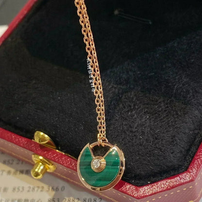 [Super CiCi ]AMULETTE ROSE GOLD MALACHITE NECKLACE