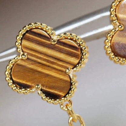 [Super CiCi ]CLOVER  2 MOTIF  TIGER EYE CARNELIAN EARRINGS