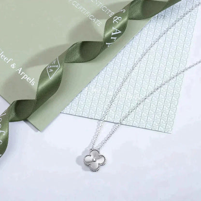 [Super CiCi ]CLOVER  15MM DIAMOND LASER NECKLACE SILVER