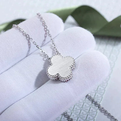 [Super CiCi ]CLOVER  15MM DIAMOND LASER NECKLACE SILVER