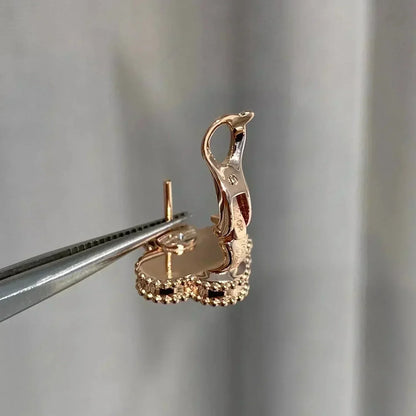 [Super CiCi ]CLOVER MEDIUM 1 MOTIFS  PINK MOP DIAMOND EARRINGS