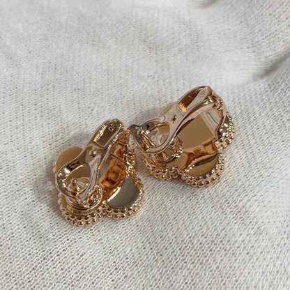 [Super CiCi ]CLOVER MEDIUM 1 MOTIFS CARNELIAN  DIAMOND earrings