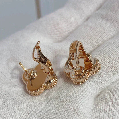 [Super CiCi ]CLOVER MEDIUM 1 MOTIFS CARNELIAN  DIAMOND earrings