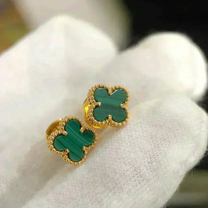 [Super CiCi ]CLOVER MINI 9.5MM MALACHITE  EARRINGS