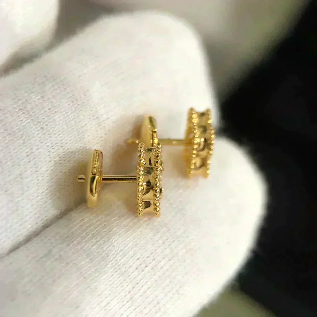 [Super CiCi ]CLOVER MINI 9.5MM MALACHITE  EARRINGS