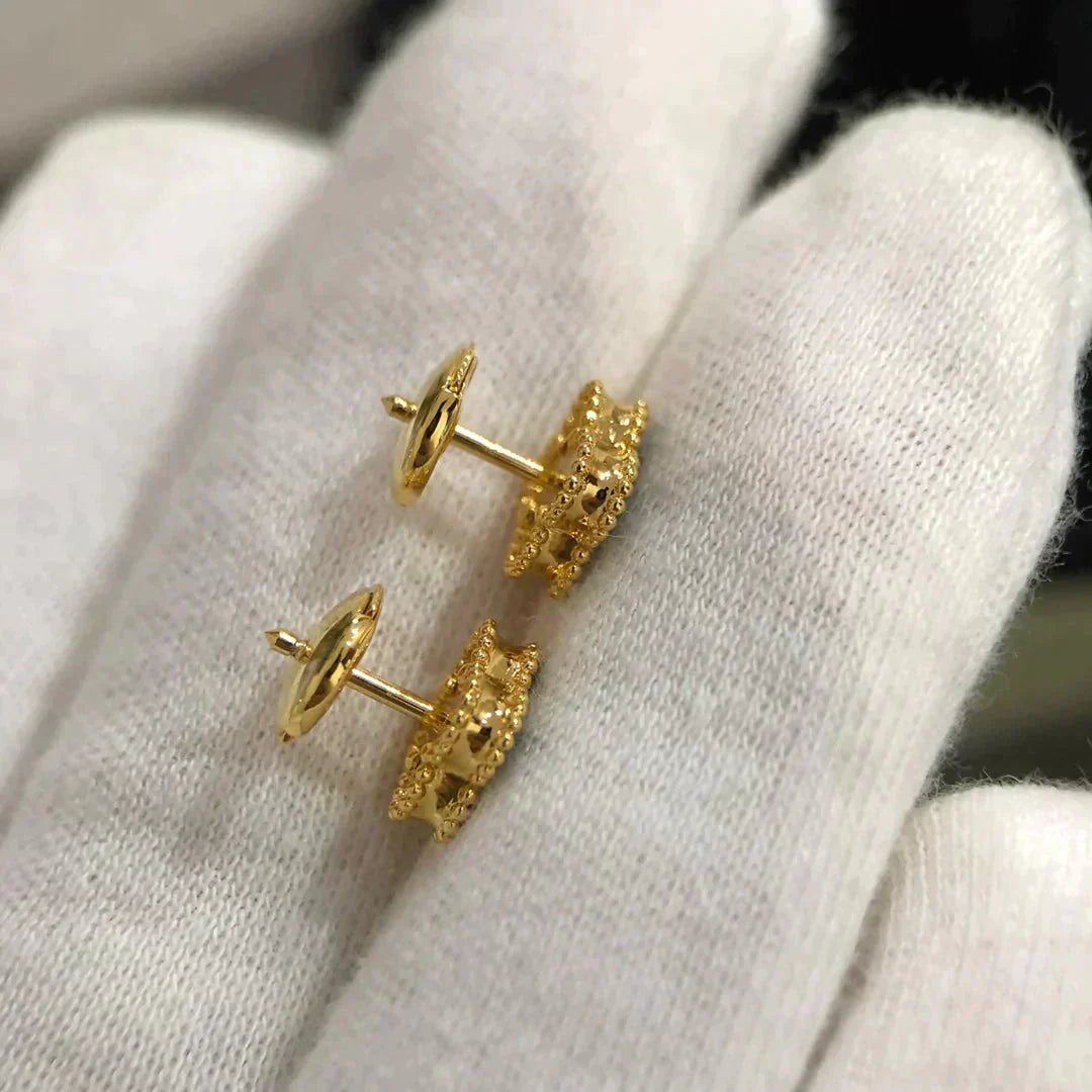 [Super CiCi ]CLOVER MINI 9.5MM MALACHITE  EARRINGS