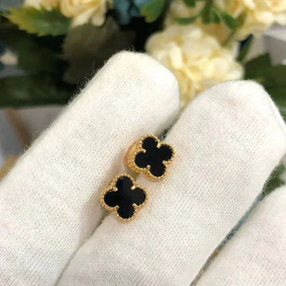 [Super CiCi ]CLOVER MINI 9.5MM BLACK MOP EARRINGS