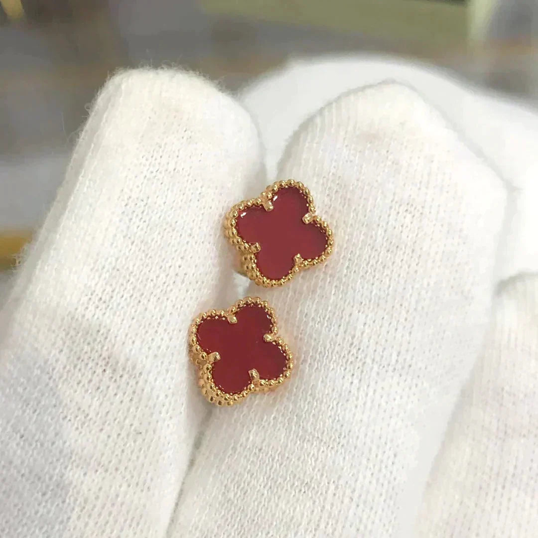 [Super CiCi ]CLOVER MINI 9.5MM CARNELIAN EARRINGS