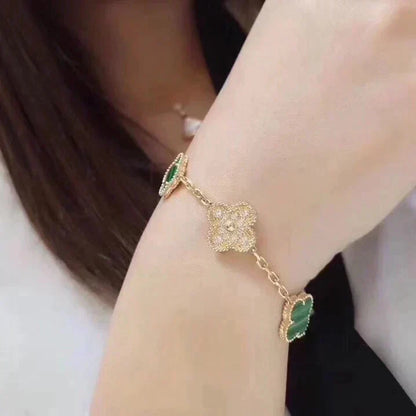 [Super CiCi ] CLOVER 5 MOTIF MALACHITE BRACELET COLLECTION