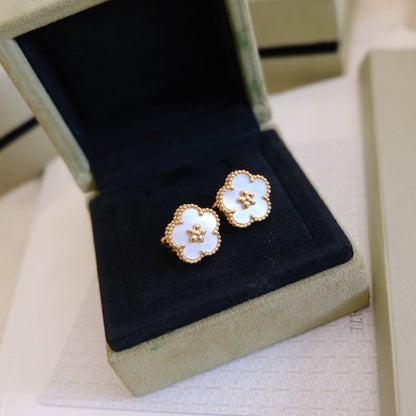 [Super CiCi ]LUCKY PINK GOLD WHITE MOP EARRINGS