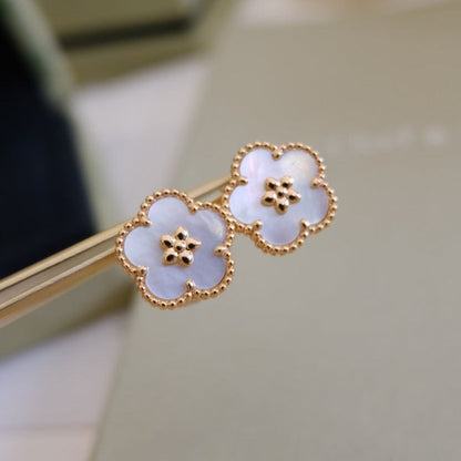 [Super CiCi ]LUCKY PINK GOLD WHITE MOP EARRINGS