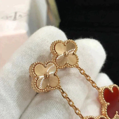 [Super CiCi ]CLOVER 2 MOTIF  LASER CARNELIAN EARRINGS