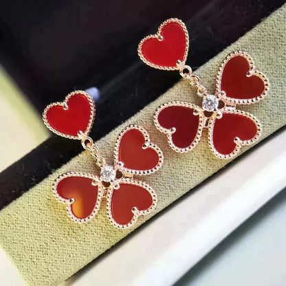 [Super CiCi ]SWEET CLOVER CARNELIAN EARRINGS