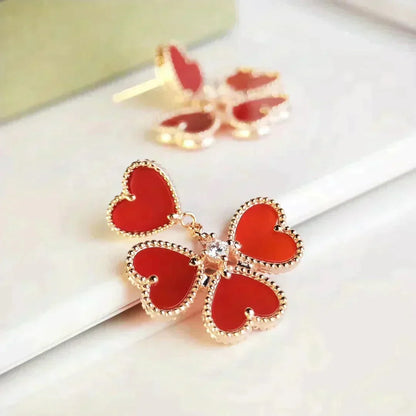 [Super CiCi ]SWEET CLOVER CARNELIAN EARRINGS