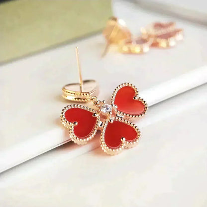 [Super CiCi ]SWEET CLOVER CARNELIAN EARRINGS