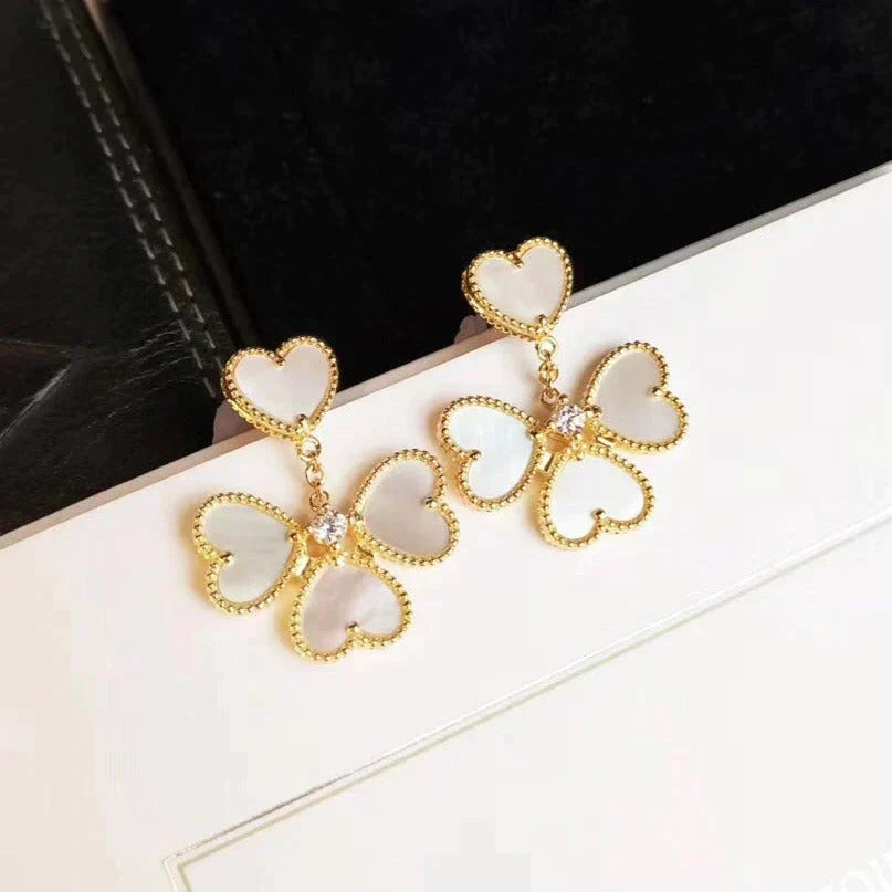 [Super CiCi ]CLOVER SWEET WHITE MOP EARRINGS