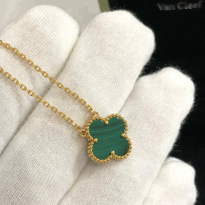 [Super CiCi ]CLOVER 15MM MALACHITE SINGLE FLOWER  NECKLACE