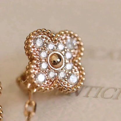 [Super CiCi ]CLOVER MEDIUM 1 MOTIFS FUll DIAMOND EARRINGS