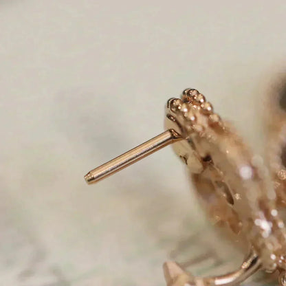 [Super CiCi ]CLOVER MEDIUM 1 MOTIFS FUll DIAMOND EARRINGS