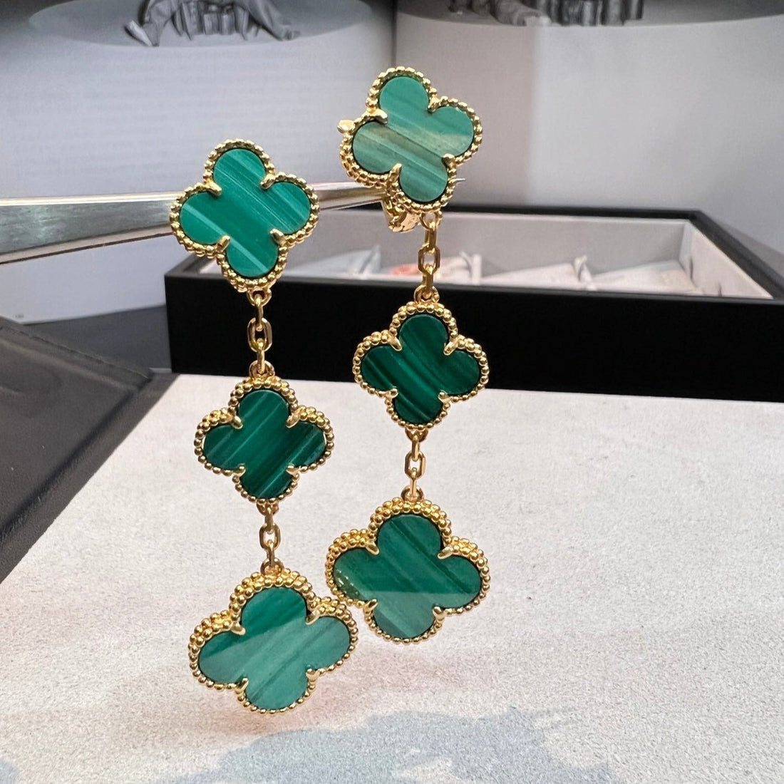 [Super CiCi ]CLOVER MALACHITE 3 MOTIFS GOLD