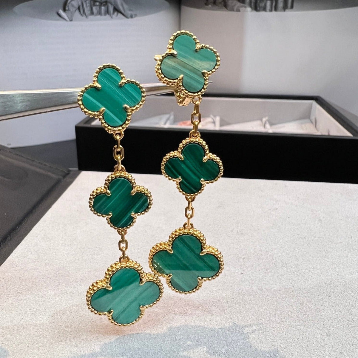 [Super CiCi ]CLOVER MALACHITE 3 MOTIFS GOLD